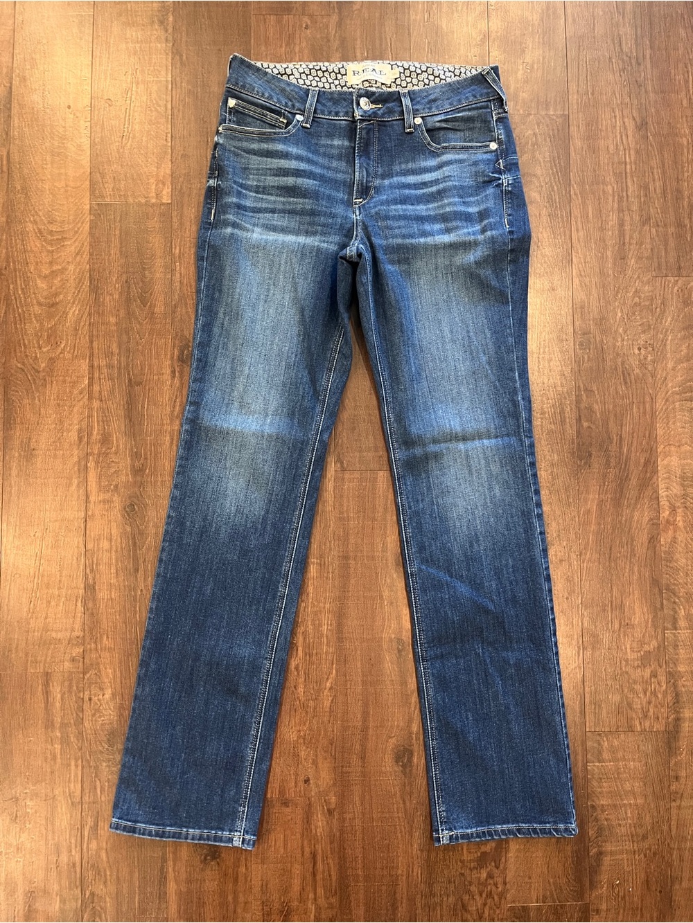 Ariat REAL Straight Leg Jeans Womens 32 XL Blue Mackenzie Real Abby Straight